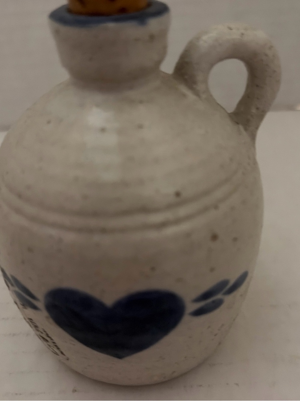 White Ceramic Decorative Jug with Blue Heart Accent